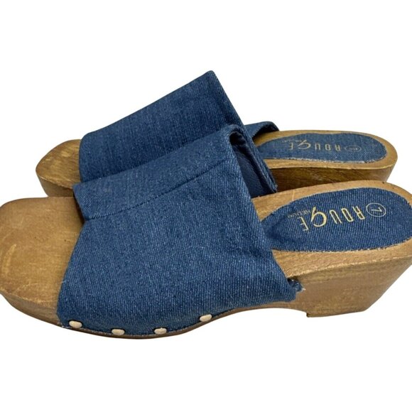 Rouge Helium Womens Denim Wood Clogs Size 7 - Picture 5 of 7